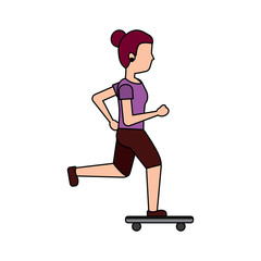 Fototapeta premium woman skateboarding icon image vector illustration design 