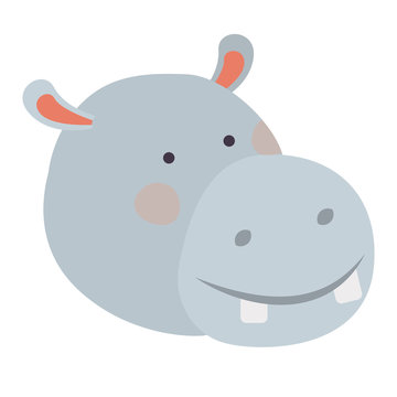 hippopotamus cartoon head colorful silhouette in white background vector illustration