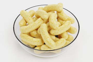 Realistic 3D Render of Corn Puffs