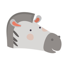 zebra cartoon head colorful silhouette in white background vector illustration