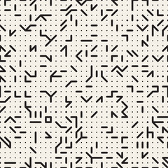 Irregular Tangled Lines. Abstract Geometric Background Design. Vector Seamless Black and White Chaotic Pattern...