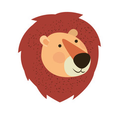 lion cartoon head colorful silhouette in white background vector illustration