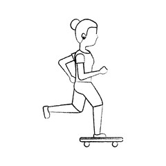 woman skateboarding icon image vector illustration design 