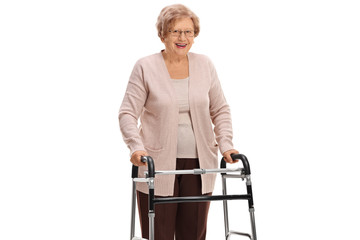 Mature woman with a walker
