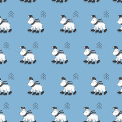 Winter seamless pattern. Gift paper and decoration.