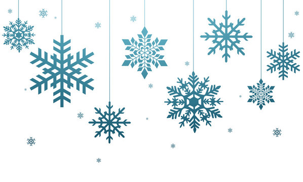 Niebieskie płatki śniegu na białym tle Stock Illustration | Adobe Stock