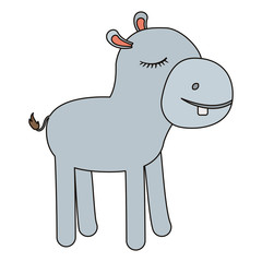 female hippopotamus cartoon with closed eyes expression colorful silhouette in white background vector illustration