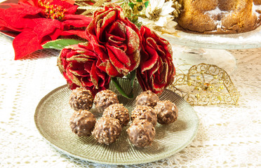 Chocolate pralines with hazelnuts and almonds