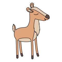 female deer cartoon with closed eyes expression colorful silhouette in white background vector illustration