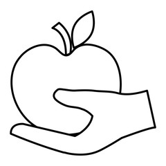 hand with apple fresh vector illustration design