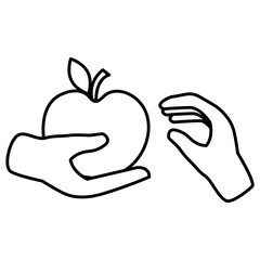 hand with apple fresh vector illustration design