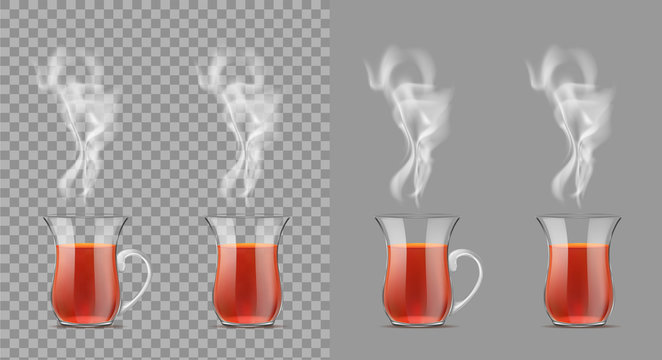 Transparent turkish cup with hot black tea
