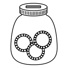 glass jar with coins money vector illustration design