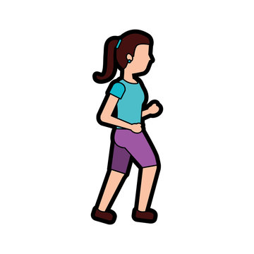 woman person avatar running or jogging icon image vector illustration design 