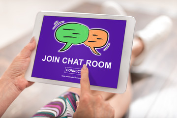 Chat room concept on a tablet