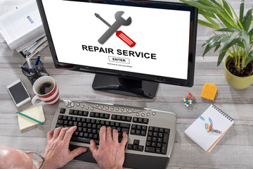 Repair service concept on a computer