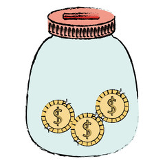 glass jar with coins money vector illustration design