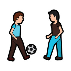 men playing soccer or football icon image vector illustration design 