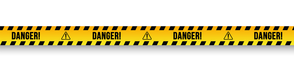 Danger and police line. Yellow Warning Tape. Vector illustration.