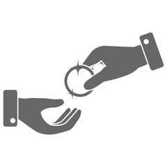 hands with coin money isolated icon vector illustration design