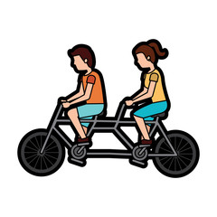 Fototapeta na wymiar man and woman riding tandem bike icon image vector illustration design 