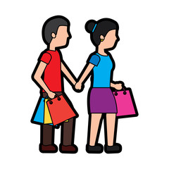 Fototapeta na wymiar woman and man shopping icon image vector illustration design 