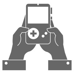 gamer with portable game video device vector illustration design