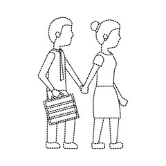 businessman with suitcase and woman avatar icon image vector illustration design 