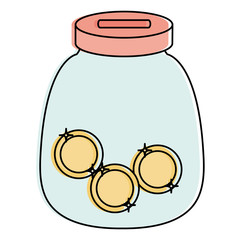 glass jar with coins money vector illustration design