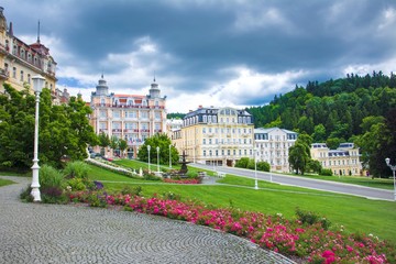 Goethe square - great czech spa resort Marianske Lazne (Marienbad) - west part of Czech Republic (district Karlovy Vary)