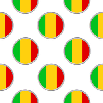 Seamless pattern from the circles with flag Republic of Mali.