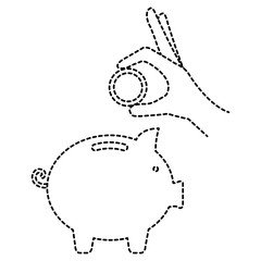 piggy savings with coins vector illustration design