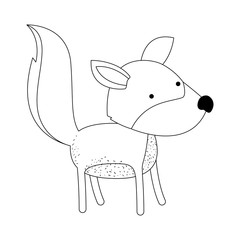 wolf cartoon in monochrome silhouette on white background vector illustration