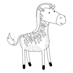 zebra cartoon in monochrome silhouette on white background vector illustration