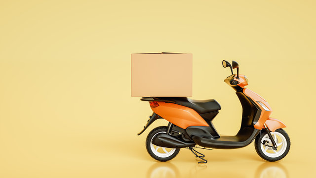 Fototapeta Item boxes are on motorcycles. 3d rendering and illustration.