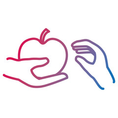 hand with apple fresh vector illustration design