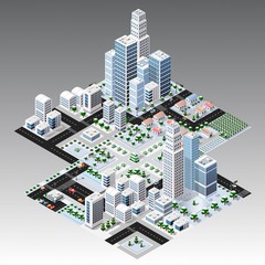 Isometric urban city