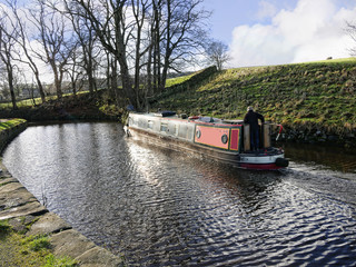 The Leeds Liverpool Canal at Salterforth in the beautiful countryside on the Lancashire Yorkshire...
