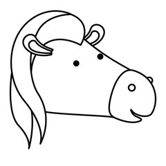 horse cartoon head in monochrome silhouette vector illustration