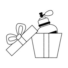 giftbox with women perfume bottle icon vector illustration design
