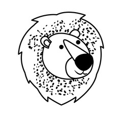 lion cartoon head in monochrome silhouette vector illustration