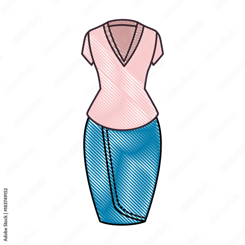 Sticker elegant dress for woman vector illustration design