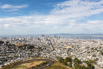 Fototapeta na wymiar View of Downtown San Francisco from Twin peaks, California, USA