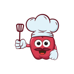 apple cheff holding cartoon vector ilustration