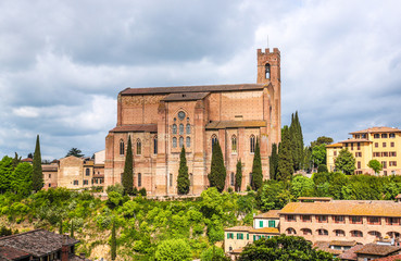 Fototapeta na wymiar Basilica of San Domenico (Basilica Cateriniana) is basilica church in Siena, Tuscany, Italy