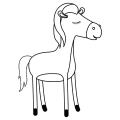 mare cartoon with closed eyes expression in monochrome silhouette vector illustration