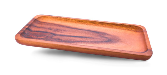 Wooden Tray isolated on white background.