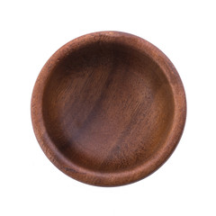 wooden bowl on white background