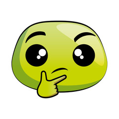 Thoughtful emoji face icon vector illustration design
