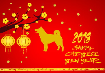 Chinese new year celebration greeting wish illustration vector. Year of dog 2018